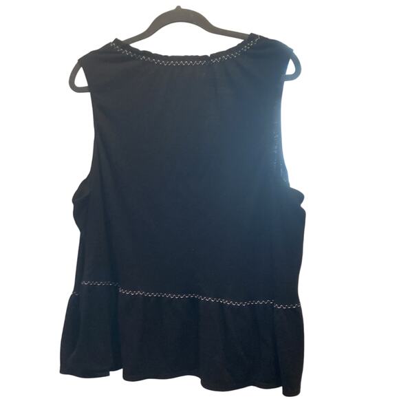 Max Studio Black Casual Peplum Sleeveless Top Tank Flowy Summer Loose Fit Sz 3x - Picture 2 of 7